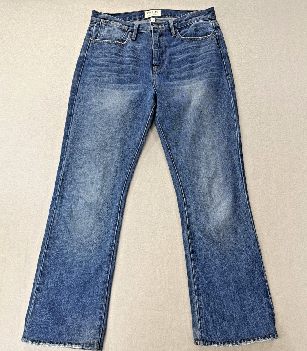 FRAME High Rise Straight Leg Jeans Womens 26 Medium Wash Blue Denim